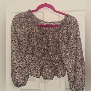 Women's floral pattern off shoulder shirt